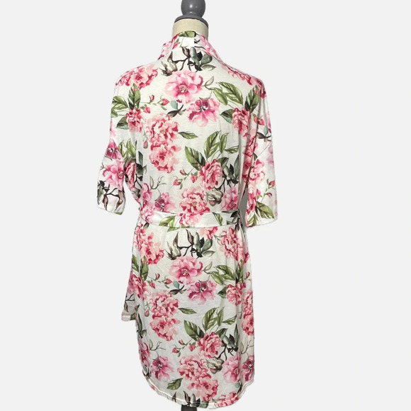 Show me Your Mumu Brie Robe Garden of Blooms Size OS White Pink Green Belt - Picture 5 of 12